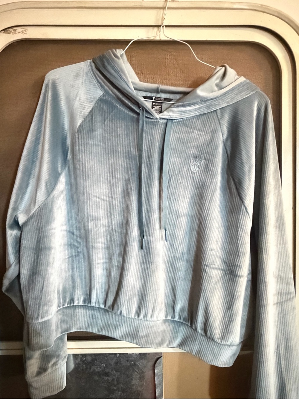 Victorias Secret On Point Light Blue Velvet Hoodie